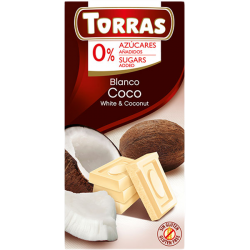 Czekolada Biała z Kokosem bez cukru 75g Torras